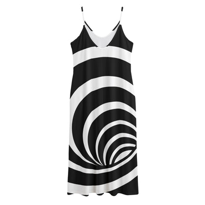 Black And White Optical Illusion Print Jersey Midi Cami Dress