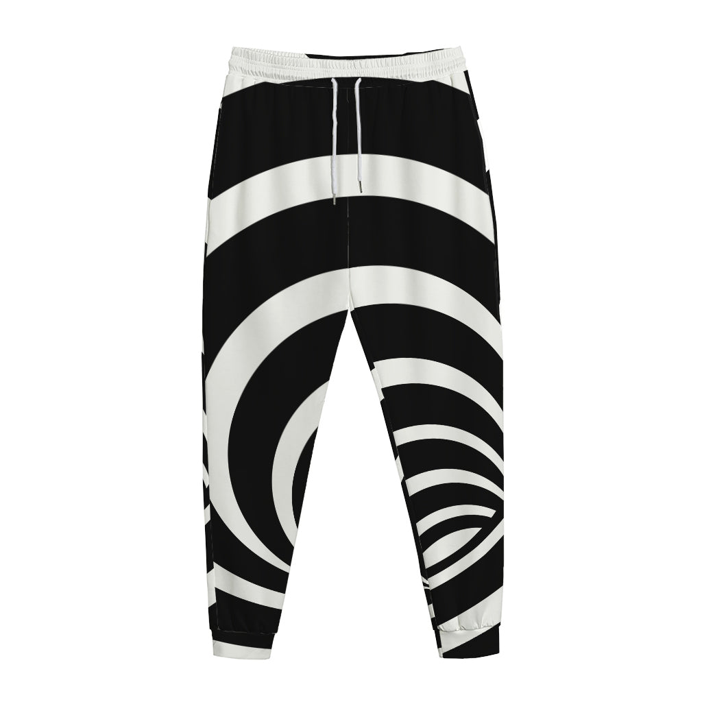 Black And White Optical Illusion Print Jogger Pants