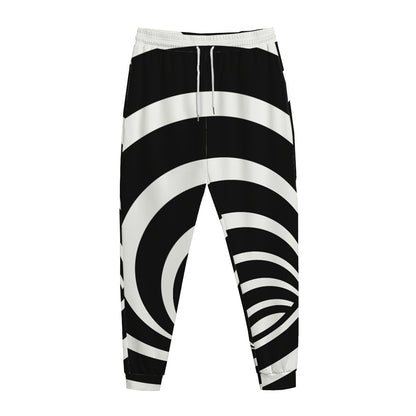 Black And White Optical Illusion Print Jogger Pants