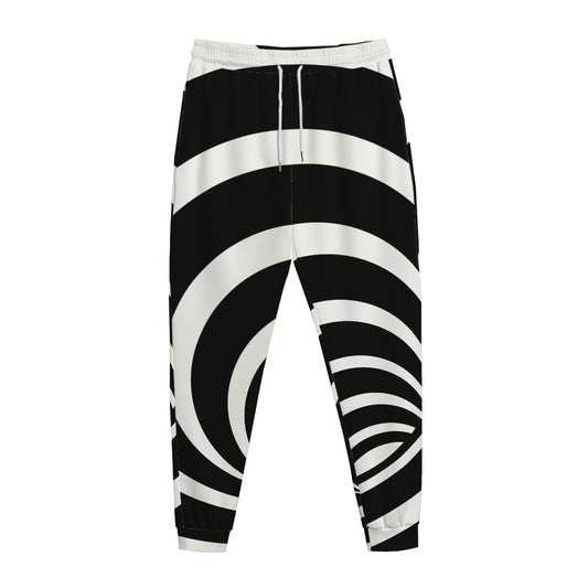 Black And White Optical Illusion Print Jogger Pants