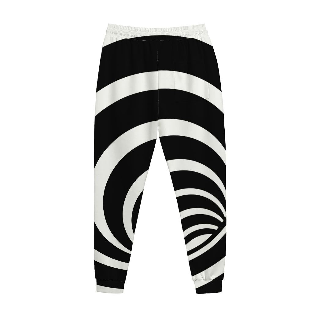 Black And White Optical Illusion Print Jogger Pants
