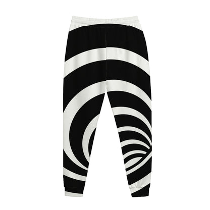 Black And White Optical Illusion Print Jogger Pants