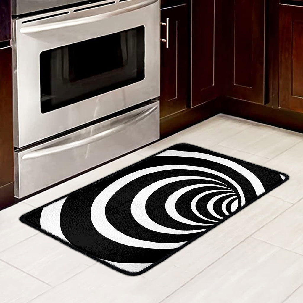 Black And White Optical Illusion Print Kitchen Mat