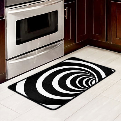 Black And White Optical Illusion Print Kitchen Mat