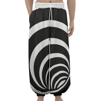 Black And White Optical Illusion Print Lantern Pants