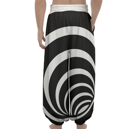 Black And White Optical Illusion Print Lantern Pants