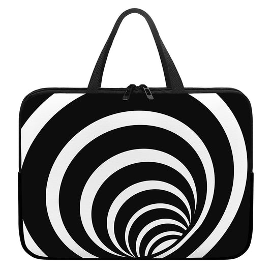Black And White Optical Illusion Print Laptop Sleeve With Handle
