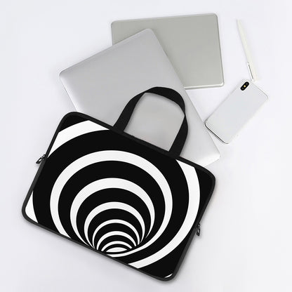 Black And White Optical Illusion Print Laptop Sleeve With Handle