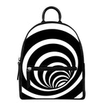 Black And White Optical Illusion Print Leather Backpack