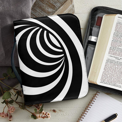 Black And White Optical Illusion Print Leather Bible Cover