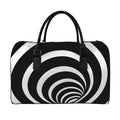 Black And White Optical Illusion Print Leather Duffel Bag