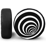 Black And White Optical Illusion Print Leather Spare Tire Cover