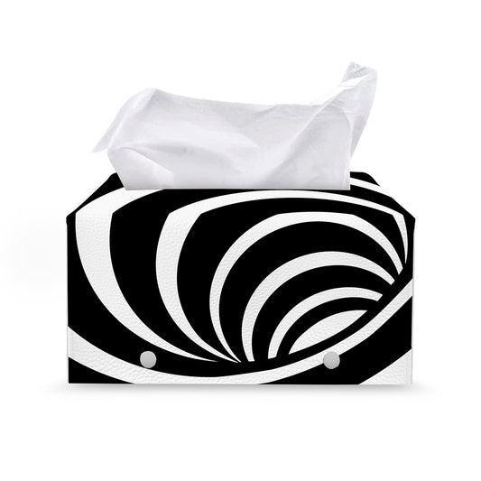Black And White Optical Illusion Print Leather Tissue Box Cover