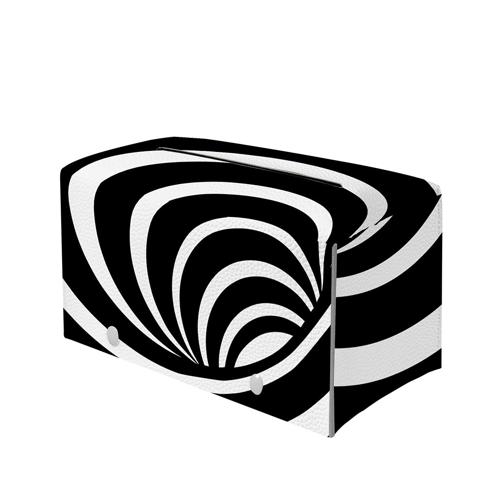 Black And White Optical Illusion Print Leather Tissue Box Cover