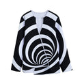 Black And White Optical Illusion Print Long Sleeve Short Coat