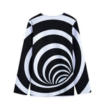 Black And White Optical Illusion Print Long Sleeve Short Coat