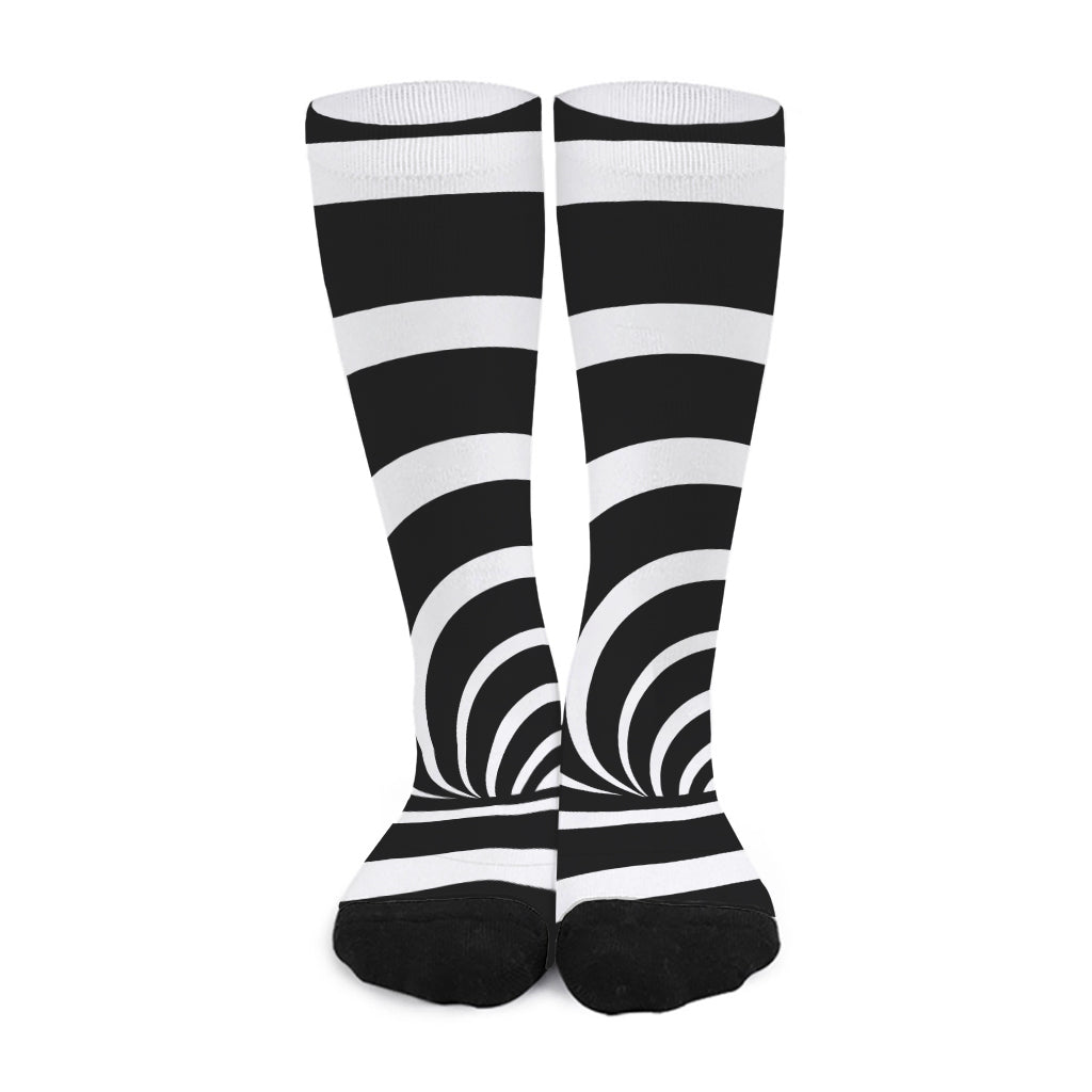 Black And White Optical Illusion Print Long Socks