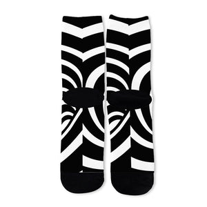 Black And White Optical Illusion Print Long Socks