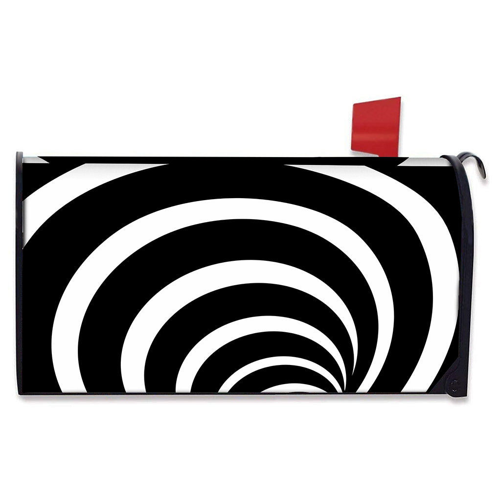 Black And White Optical Illusion Print Mailbox Cover