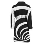 Black And White Optical Illusion Print Men's Bathrobe