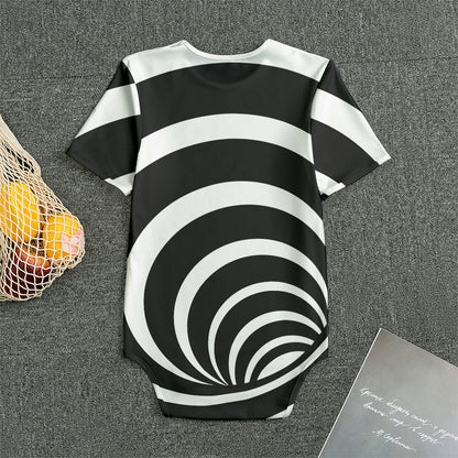 Black And White Optical Illusion Print Men's Bodysuit