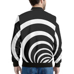 Black And White Optical Illusion Print Men's Bomber Jacket
