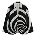 Black And White Optical Illusion Print Men's Cotton Blazer