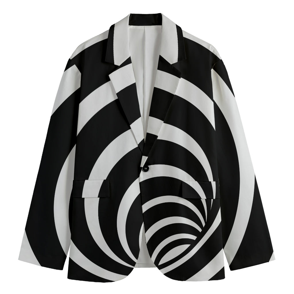 Black And White Optical Illusion Print Men's Cotton Blazer