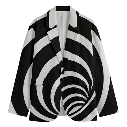 Black And White Optical Illusion Print Men's Cotton Blazer