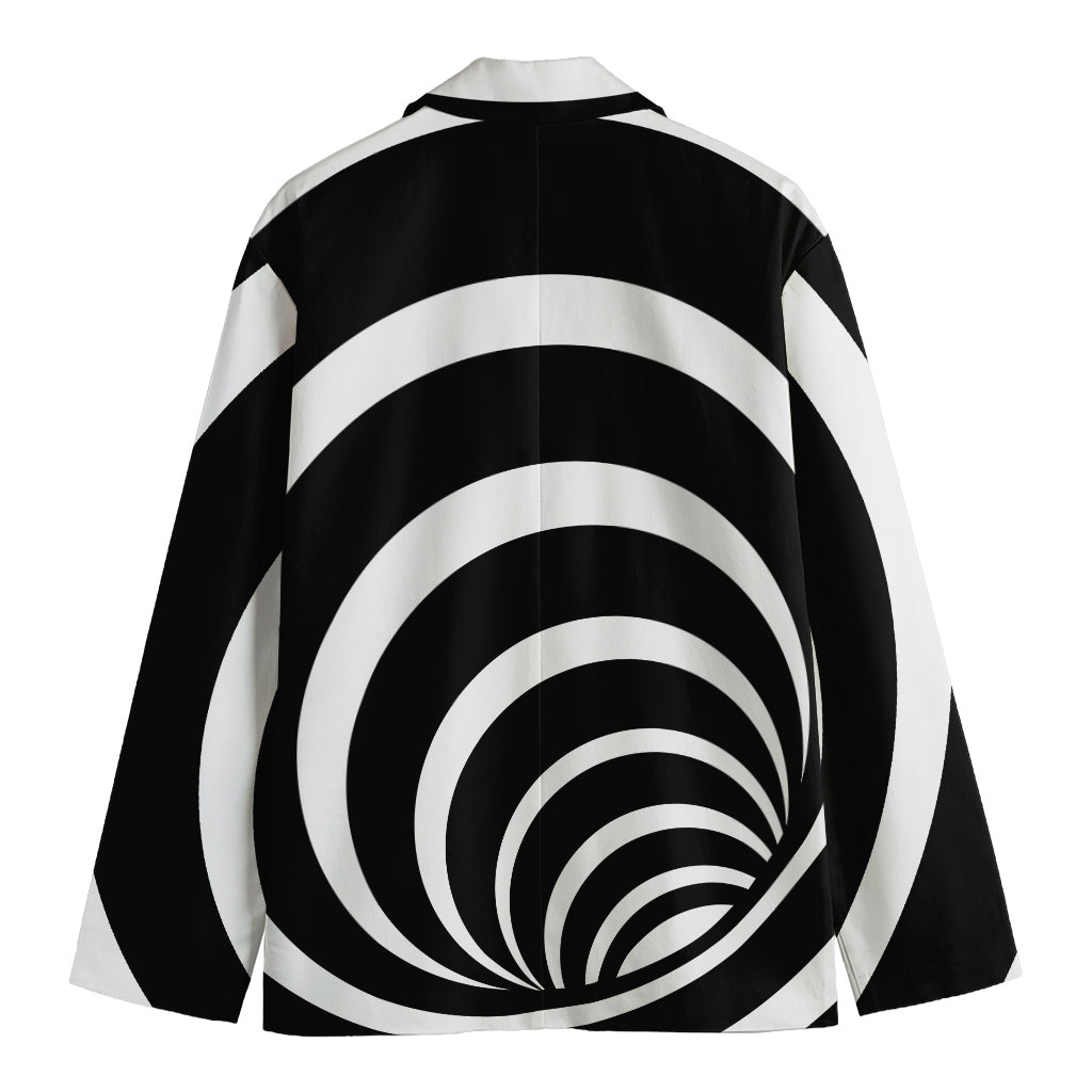 Black And White Optical Illusion Print Men's Cotton Blazer