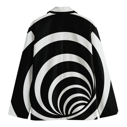 Black And White Optical Illusion Print Men's Cotton Blazer