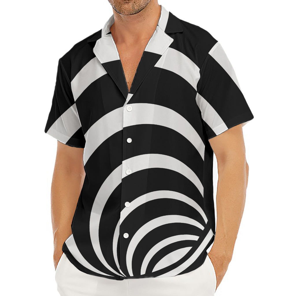 Black And White Optical Illusion Print Men's Deep V-Neck Shirt