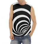 Black And White Optical Illusion Print Men's Fitness Tank Top