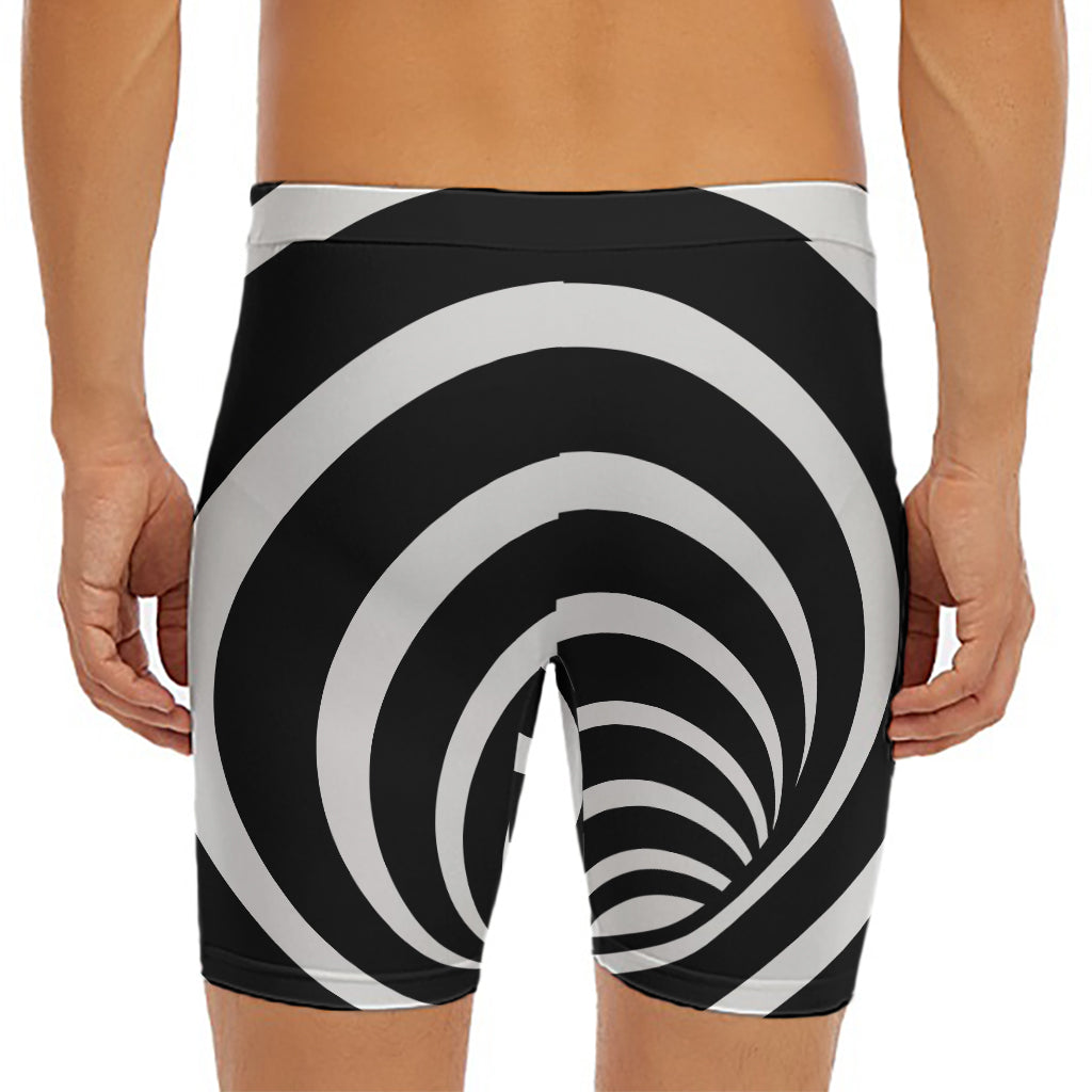 Black And White Optical Illusion Print Men's Long Boxer Briefs