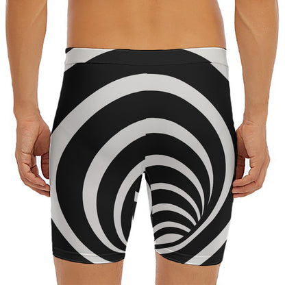 Black And White Optical Illusion Print Men's Long Boxer Briefs