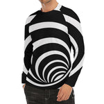 Black And White Optical Illusion Print Men's Long Sleeve Rash Guard