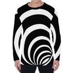 Black And White Optical Illusion Print Men's Long Sleeve T-Shirt