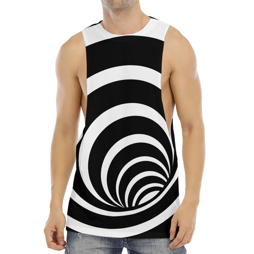 Black And White Optical Illusion Print Men's Muscle Tank Top