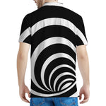 Black And White Optical Illusion Print Men's Polo Shirt