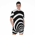 Black And White Optical Illusion Print Men's Rompers