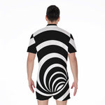 Black And White Optical Illusion Print Men's Rompers