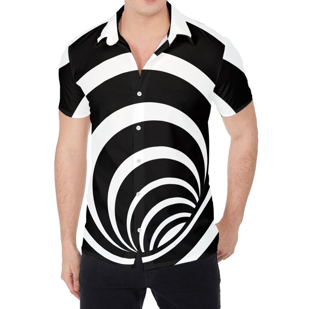 Black And White Optical Illusion Print Men's Shirt