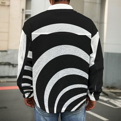 Black And White Optical Illusion Print Men's Shirt Jacket