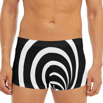 Black And White Optical Illusion Print Men's Short Boxer Briefs