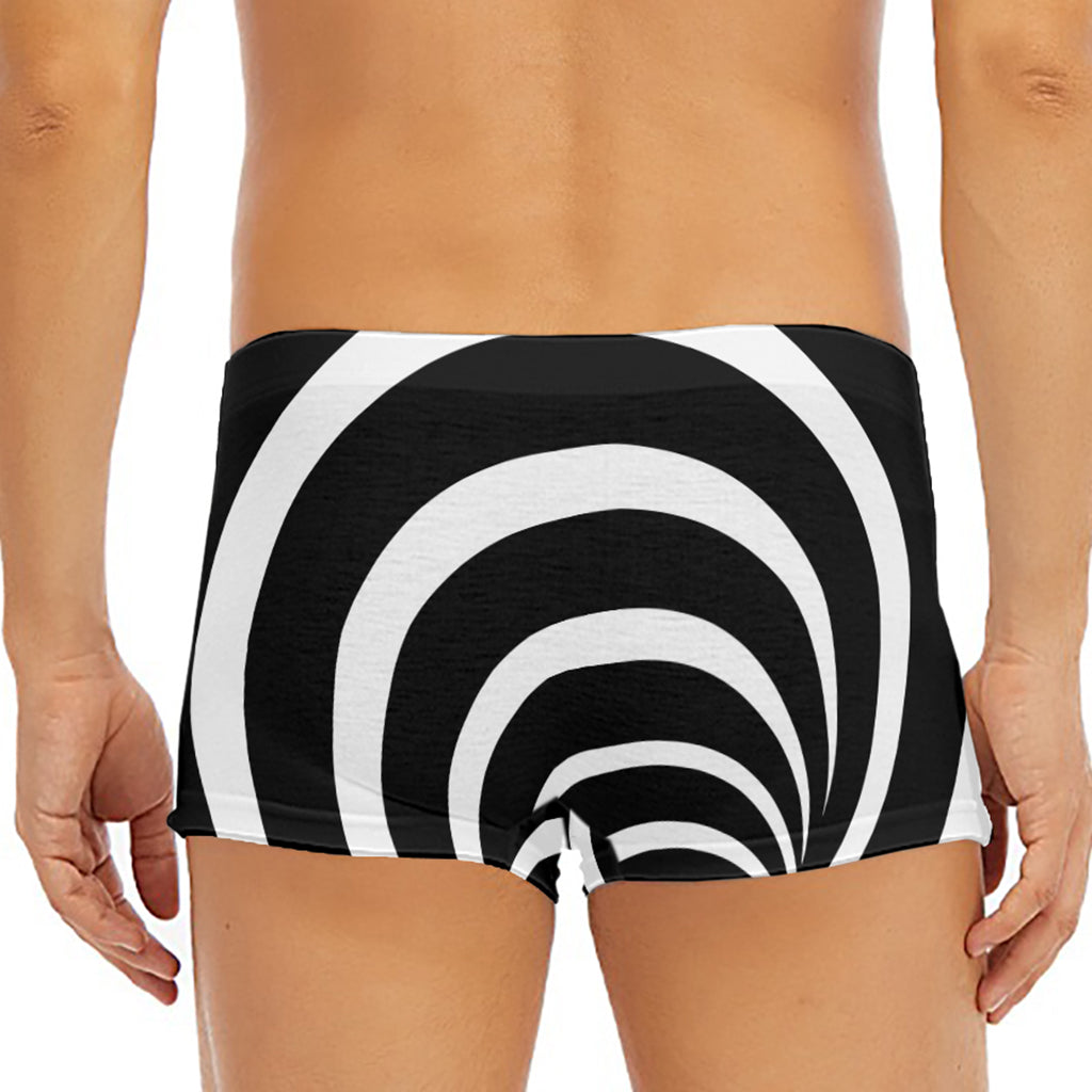 Black And White Optical Illusion Print Men's Short Boxer Briefs