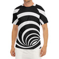 Black And White Optical Illusion Print Men's Short Sleeve Rash Guard