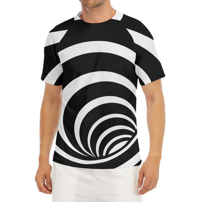 Black And White Optical Illusion Print Men's Short Sleeve Rash Guard