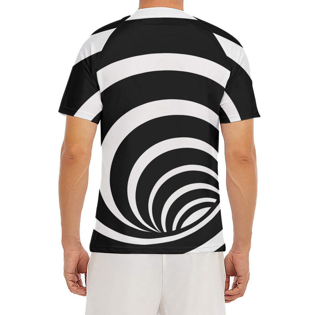 Black And White Optical Illusion Print Men's Short Sleeve Rash Guard