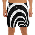 Black And White Optical Illusion Print Men's Split Running Shorts
