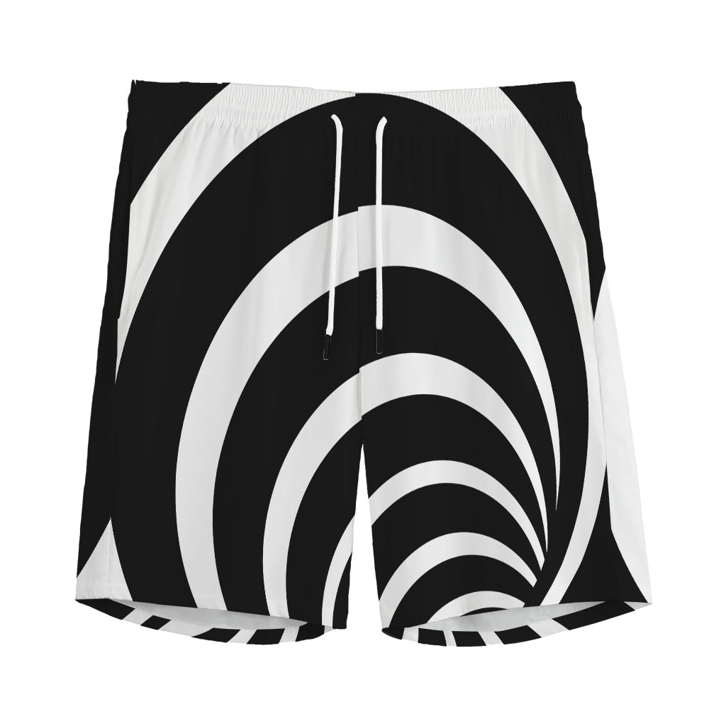 Black And White Optical Illusion Print Men's Sports Shorts